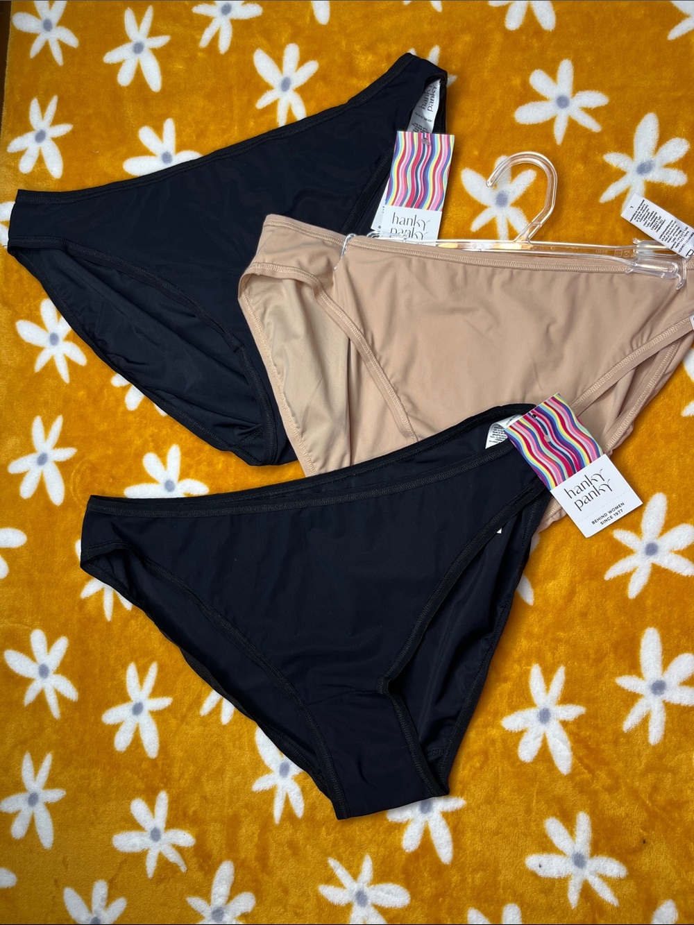 3x Pair Hanky Panky Breathesoft Bikini Panties in Black & Taupe Tan Nude Beige
